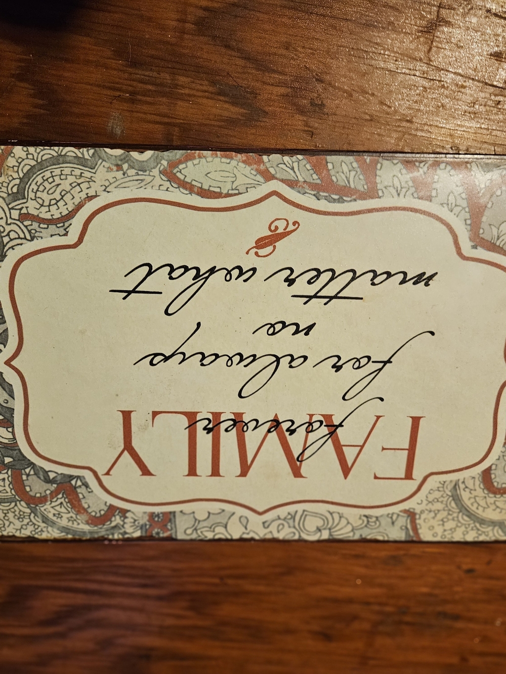 Family Framed Decorative Sign - Cream & Rust Red